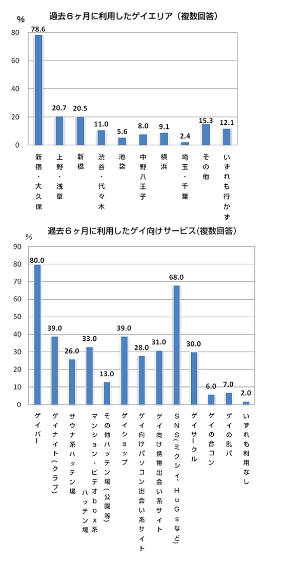 過去6ヶ月のゲイシーンの利用状況の図
